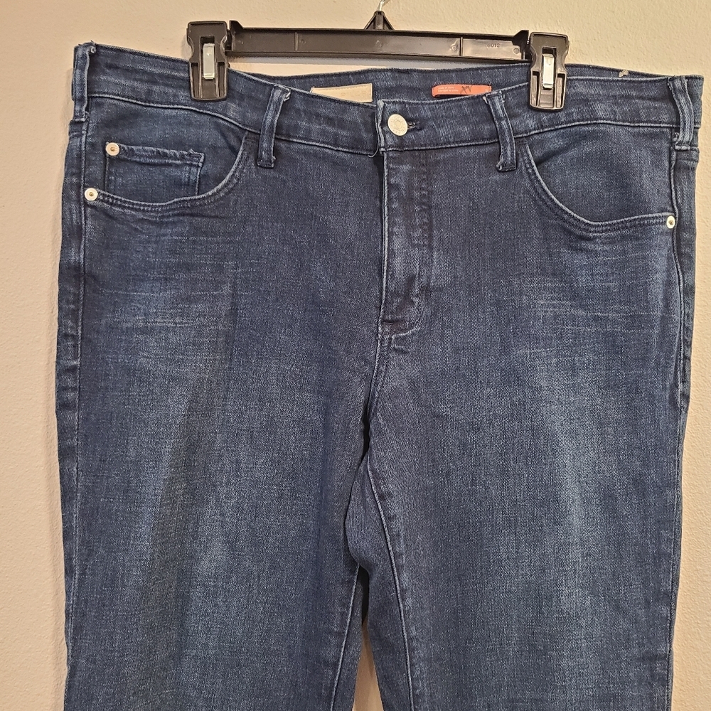 Anthro Pilcro High Rise Flare Dark Wash Jeans - Picture 3 of 8